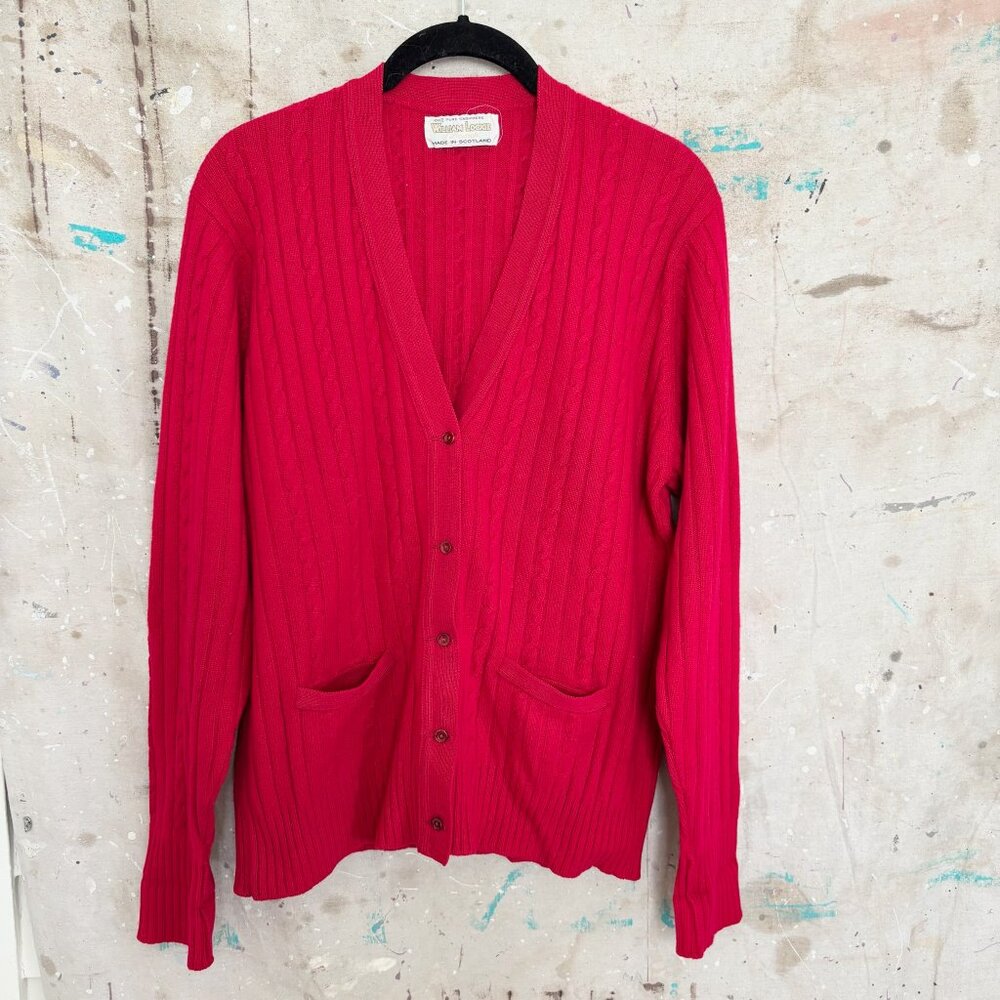 Vintage William Lockie 100% Cashmere Cable Knit Cardigan